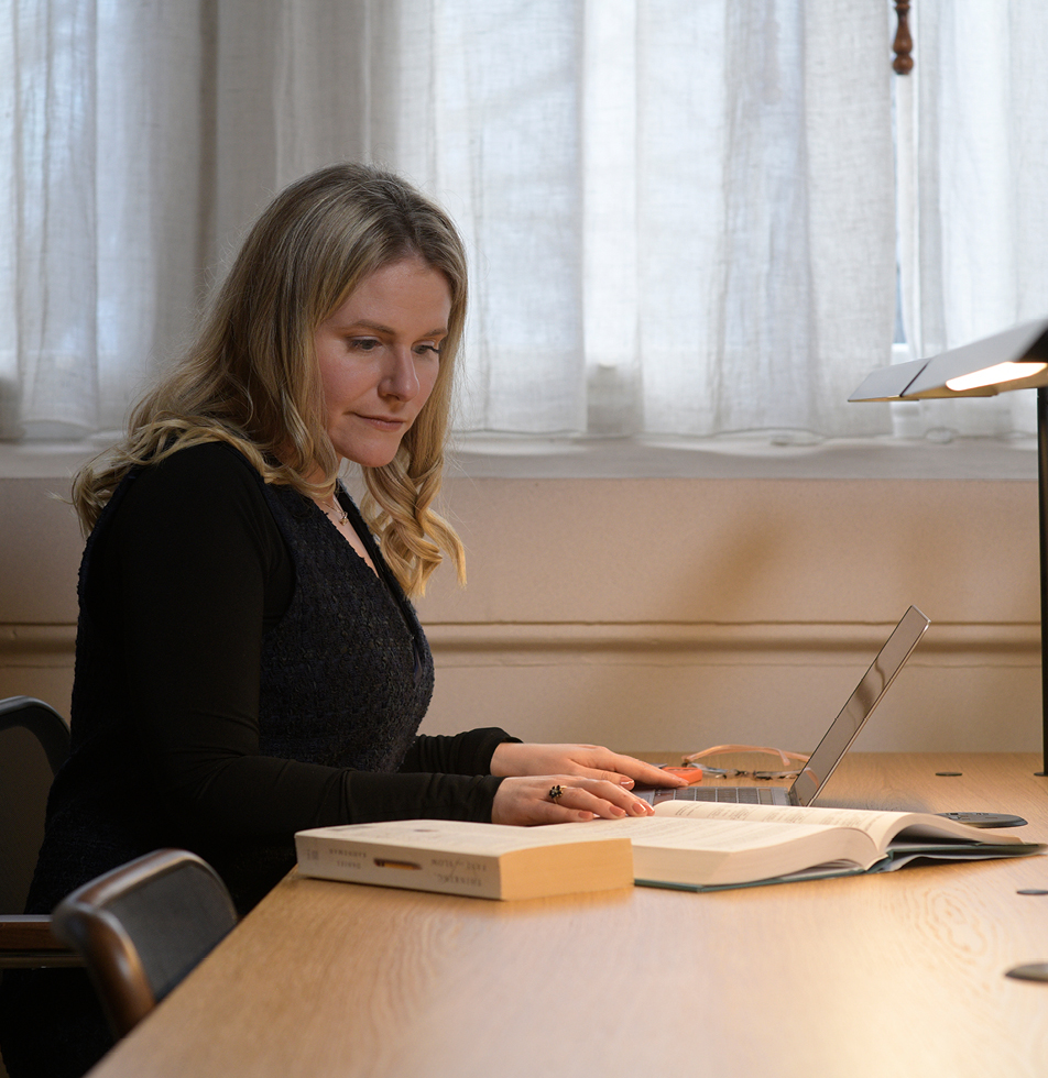 Woman studying the certificate